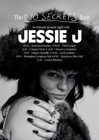 Discover Jessie J Tour 2025, No Secrets, A4 Print, Pop Music Poster, Unframed