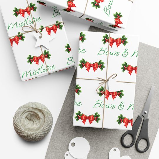 Discover Bows and Mistletoe Christmas Gift Wrap Papers /Holiday Wrapping paper