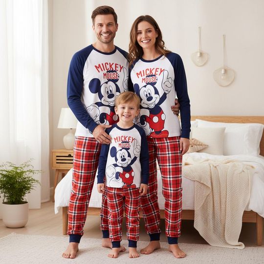 Discover Mickey Mouse Family Pajamas, Mickey Long Pajamas, Mouse Long Tee & Pants PJs, Family Matching Pajamas Set, Pajama Family Gift