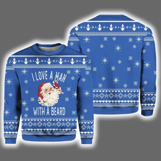 Discover 2025 I Love a Man With A Beard Ugly Christmas Sweater