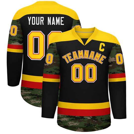 Discover Personalized Men's Ice Hockey Jersey with Custom Name and Number, Olive Green, Orange, Gold, White