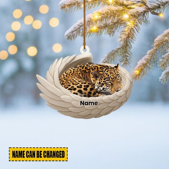 Discover Personalized Jaguar Sleeping Angel Wings Ornament, Jaguar Christmas Ornament Decor, Jaguar Car Ornament, Jaguar Xmas Gift ID-1031-TDSI