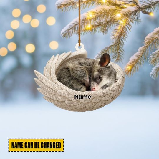 Discover Personalized Possum Sleeping Angel Wings Ornament, Possum Christmas Ornament Decor, Possum Car Ornament, Possum Xmas Gift ID-1031-0F5N