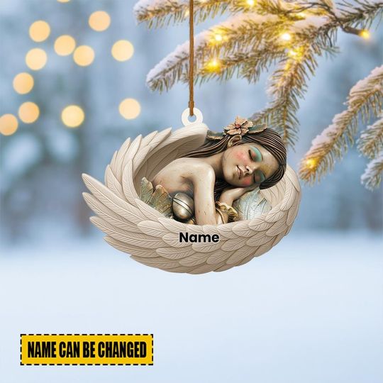Discover Personalized Mermaid Sleeping Angel Wings Ornament, Mermaid Christmas Ornament Decor, Mermaid Car Ornament, Mermaid Xmas Gift ID-1031-8DHH
