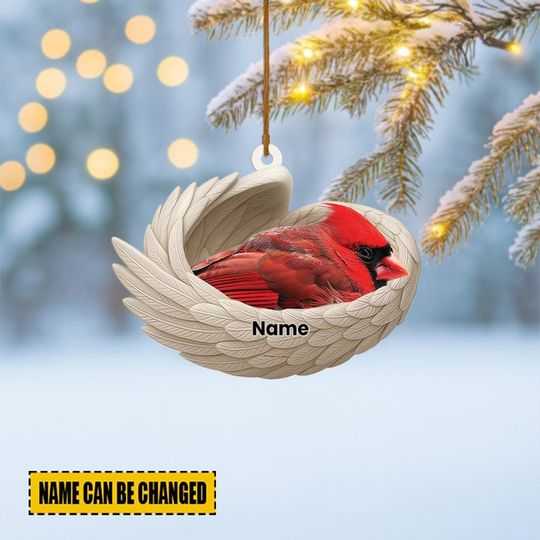 Discover Personalized Deer Sleeping Angel Wings Ornament, Deer Christmas Ornament Decor, Deer Car Ornament, Deer Xmas Gift ID-1031-GNEV