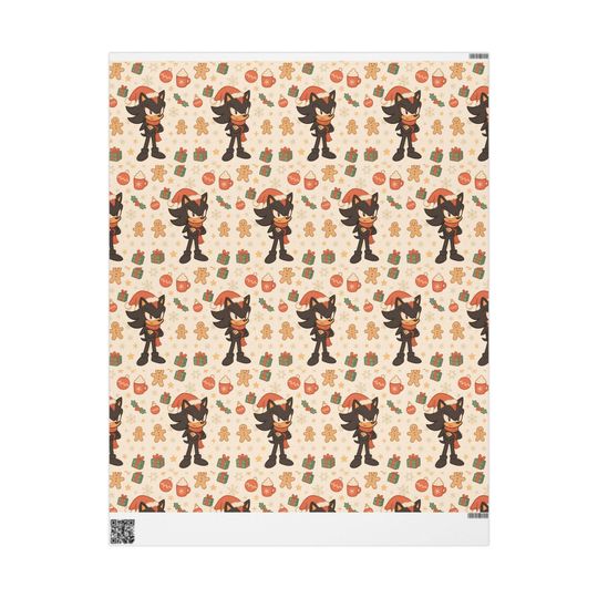 Christmas Shadow the Hedgehog Wrapping Papers, Festive Holiday Scene Gift Wrap, Cartoon Character Design, Winter Elements, Cute and Playful