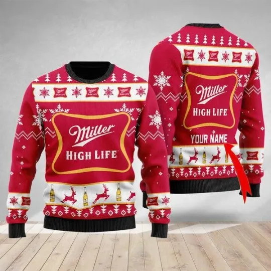 Discover Miller Highlife Personalized Ugly Christmas Sweater Jumpers