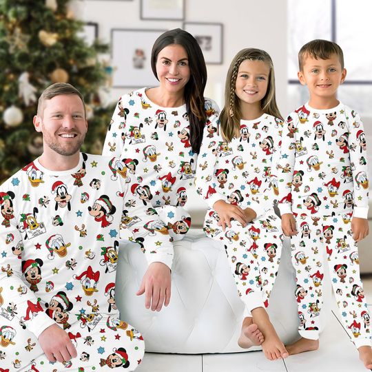 Discover Disney Christmas Family Pajamas Set, Mickey and Friends Holiday Matching PJs, Cute Cartoon Sleepwear, Xmas Gift for Family, Holiday