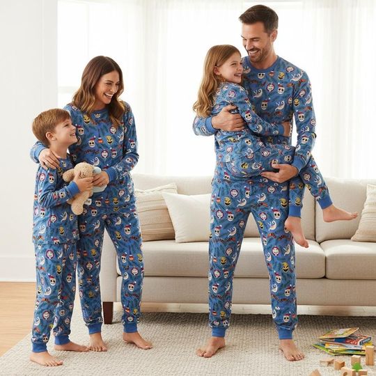 Discover Disney Long Sleeve Pajamas Set, Cartoon Christmas Pajamas Family, Fun Christmas Matching Pajamas, Holiday Gift