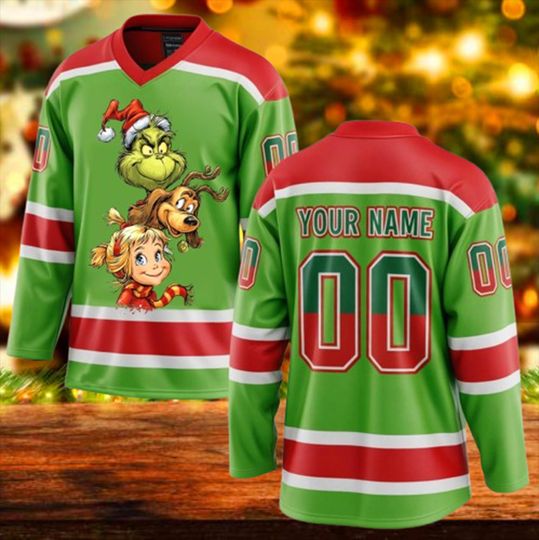 Discover Personalized Merry Christmas funny character Jersey, The funny character Christmas Hockey Jersey, Custom Name funny character Family, Funny funny character Hockey Jersey
