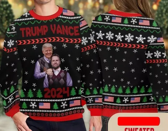 Discover Trump Vance Ugly Christmas Sweater 3D
