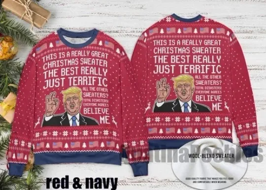 Discover Merry Christmas Trump Ugly Sweater, Trump Holiday 3D Sweater