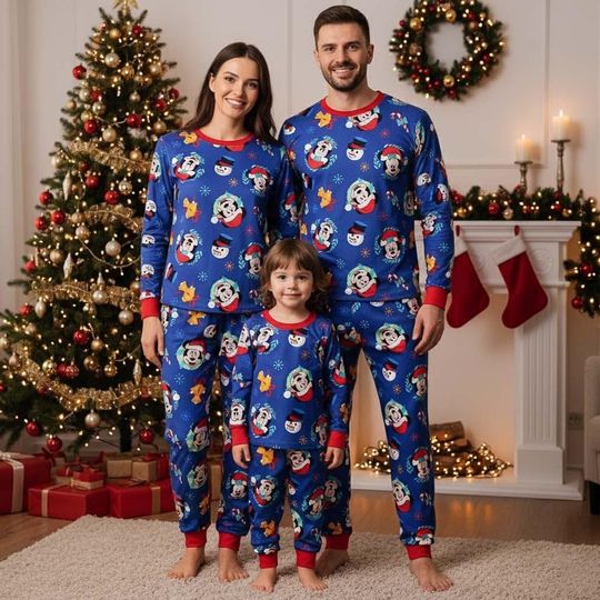 Discover Disney Long Sleeve Pajamas Set, Mickey Mouse Christmas Pajamas Family, Cartoon Matching Pajamas, Xmas Gift for All