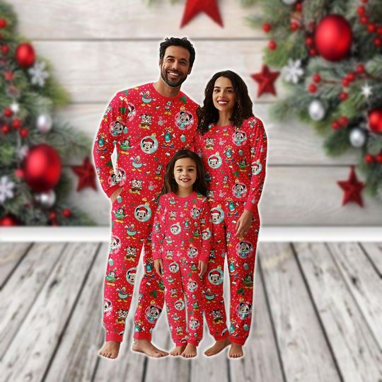 Discover Mickey Mouse Christmas Family Pajamas Set, Mickey And Friends Holiday Pajamas, Disney Xmas Loungewear, Merry Christmas Tee And Pants