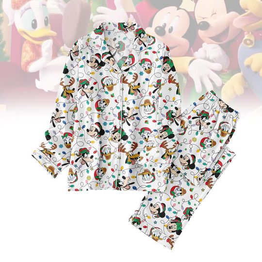 Discover Mickey And Friends Light Christmas Pajamas Set, Cute Disney Holiday PJs, Matching Xmas Family Sleepwear, Festive Gift Outfit