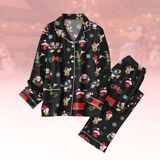Discover Mickey & Friends Christmas Pajamas Set, Disneyland Merry Xmas Pajamas, Mickey Minnie Holiday Pajamas, Magic Kingdom Xmas Loungewear