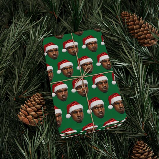 Discover Kanye Holiday Wrapping Paper, Christmas Gift Wrap, Santa Pattern, Unique Wrapping Supplies, Holiday DIY Projects, Seasonal Decor