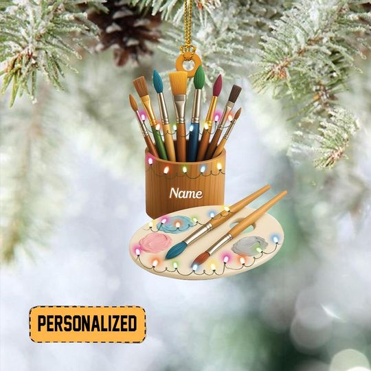 Discover Personalized Painting Christmas Ornament, Art Studio Ornament, Gifts for Art Teacher, Artist Gift, Painting Palette Ornament