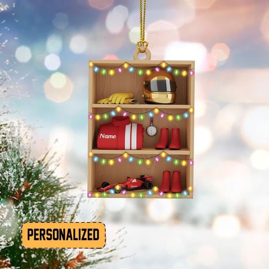 Discover Personalized Go-kart Racing Cabinet Christmas Ornament, Go Kart Racing Fans, Racer Locker Ornament, Car Driver Cabinet Ornament