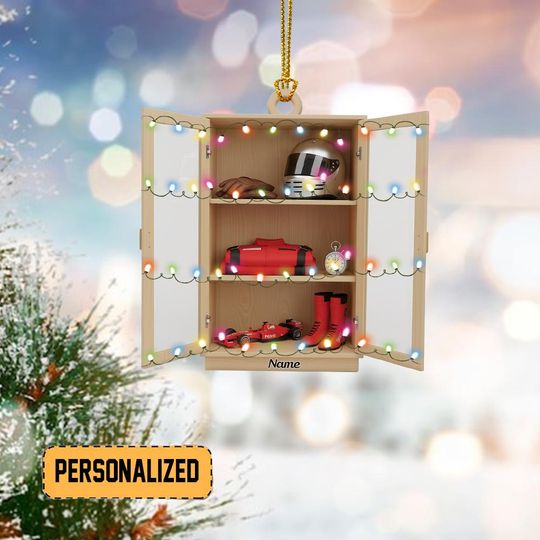 Discover Personalized Go-kart Racing Cabinet Christmas Ornament, Go Kart Racing Fans, Racer Locker Ornament, Car Driver Cabinet Ornament