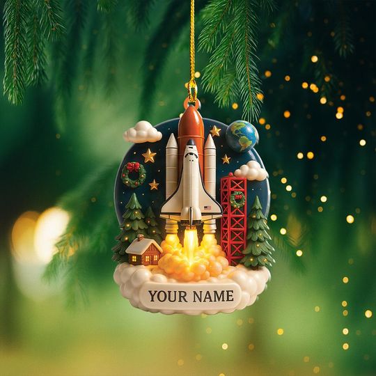 Discover Personalized Space Shuttle Christmas Ornament, Rocket Outer Space Ornament, Rocket Ship Lover Ornament Gift, Planet Ornament Decor