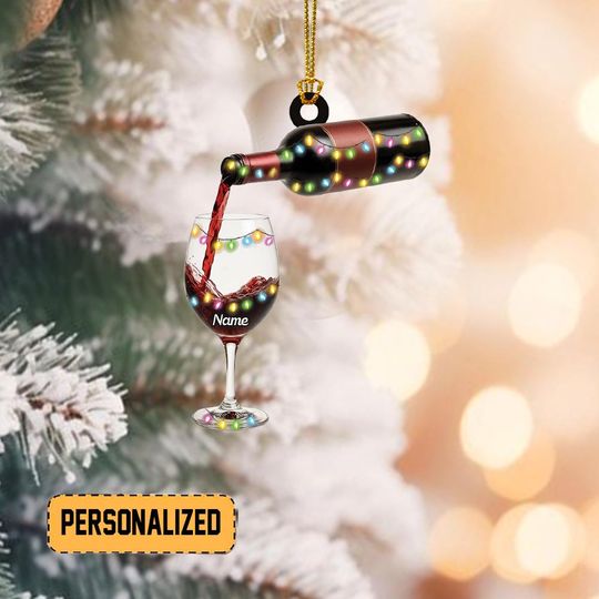 Discover Personalized Red Wine Christmas Ornament, Wine Glass Ornament, Bar Pub Lounge Ornament, Wine Lovers Gift, Drinking Lovers Gift
