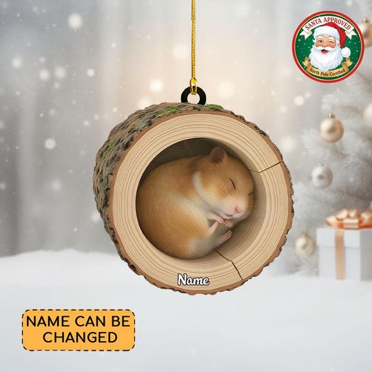 Discover Personalized Hamster Christmas Ornament, Hamster Tree Trunk Ornament, Hamster Tree Hollow Ornament, Hamster Lovers Ornament Gift