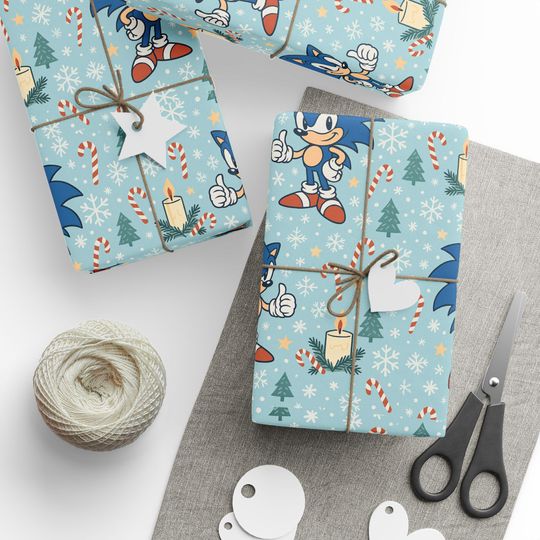 Discover Sonic the Hedgehog Wrapping Paper, Fun Gift Wrap for Birthdays, Holidays, Kids Parties, Video Game Theme, Roll of Wrap