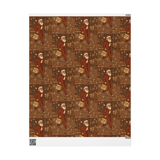 Christmas Santa Wrapping Papers, Holiday City Chic Gift Wrap, Trendy Xmas Stationery Set, Red and Gold Christmas Decor, North Pole Shopping