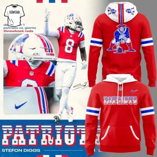 Discover NE Football Team Throwback Retro Logo Red 3D Hoodie