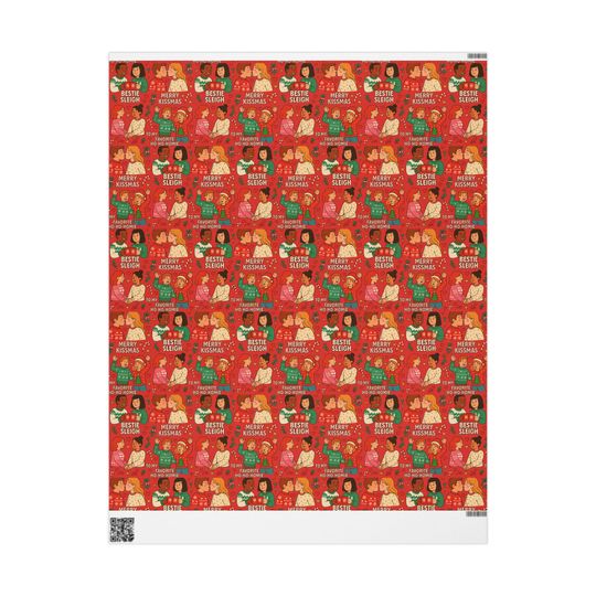 Discover Holiday Couple Wrapping Paper: Christmas Bestie Gift Wrap