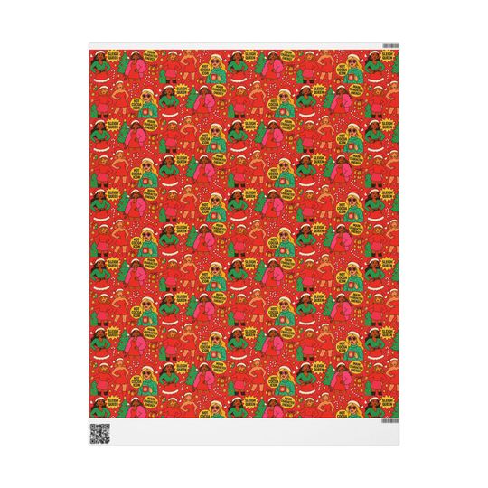 Christmas Wrapping Paper - Y2K Cartoon Characters Festive Holiday Gift Wrap, Sleigh Queen, Main Character Energy, Hot Cocoa Icon, Comic