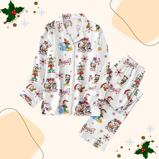 Discover Retro Mickey Very Merry Christmas Party 2025 Shirt, Mickey And Friends Christmas Pajamas Set, Vintage Disney Family Christmas Pajamas
