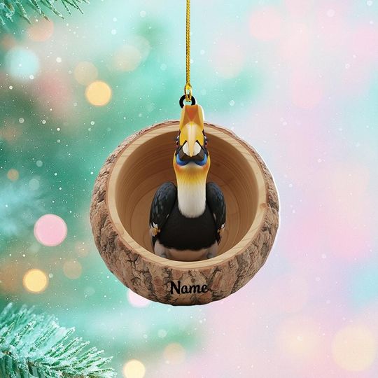 Discover Personalized Hornbill Bird Christmas Ornament Hornbill Bird Tree Trunk Ornament Bird Tree Hollow Ornament Decor Bird Lovers Gift Thdso-2655