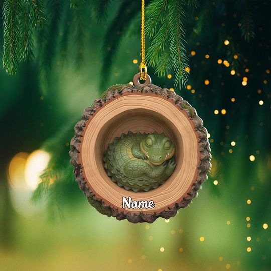 Discover Personalized Crocodile Christmas Ornament, Crocodile Tree Trunk Ornament, Crocodile Tree Hollow Ornament, Crocodile Lovers Gift Thdso-2660