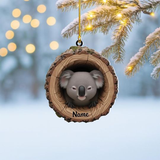 Discover Personalized Koala Christmas Ornament, Koala Tree Trunk Ornament, Koala Tree Hollow Ornament Decor, Koala Lovers Ornament Gift Thdso-2643