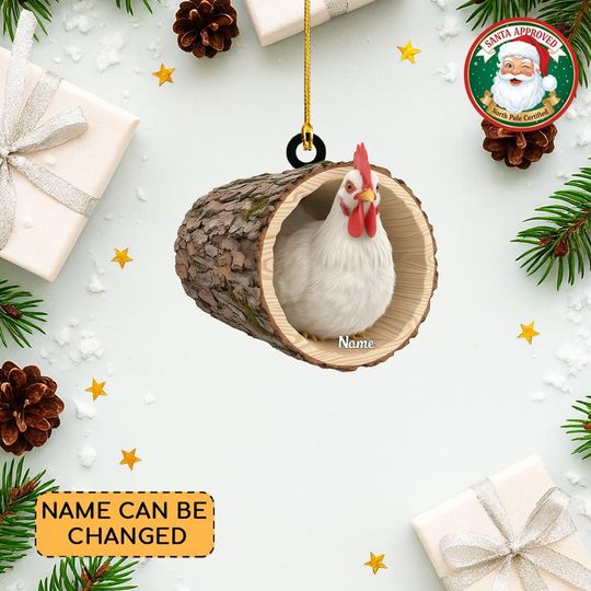 Discover Personalized Hen Christmas Ornament, Hen Tree Trunk Ornament, Chicken Tree Hollow Ornament Decor, Hen Lovers Ornament Xmas Gift Thdso-2642