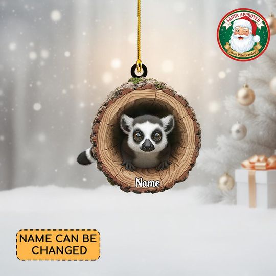 Discover Personalized Lemur Christmas Ornament, Lemur Tree Trunk Ornament, Lemur Tree Hollow Ornament Decor, Lemur Lovers Ornament Gift Thdso-2639