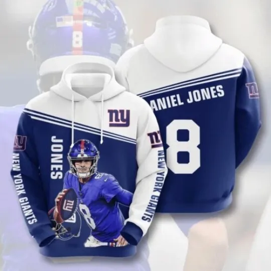 Discover Jones 8 Giants Football Team All Over Print 3D Hoodie Gift For Chirstmas