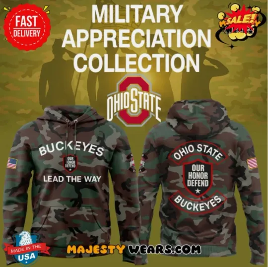 Discover Ohio State 2025 Military Appreciation 3D Reprint Hoodie Gift For Christmas