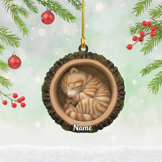 Discover Personalized Cat Christmas Ornament, Cat Tree Trunk Ornament, Cat Tree Hollow Ornament Decor, Cat Lovers Ornament Holiday Gift Thdso-2648