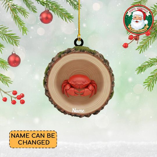 Discover Personalized Crab Christmas Ornament, Crab Tree Trunk Ornament, Crab Tree Hollow Ornament Decor, Crab Lovers Ornament Xmas Gift Thdso-2636
