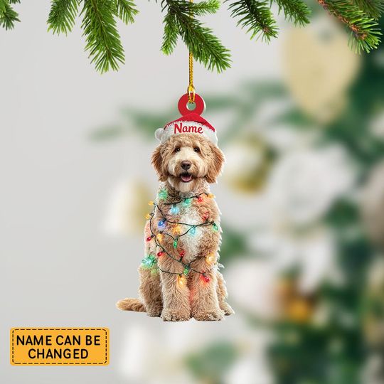 Personalized Goldendoodle Dog Christmas Ornament, Pet Ornament Holiday Decor, Goldendoodle Dog Lovers Gift
