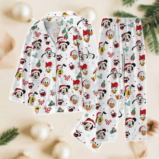 Discover Disney Christmas Pajamas Set, Mickey Mouse Xmas Pajamas Family, Holiday Matching Sleepwear Set, Gift For Men And Women