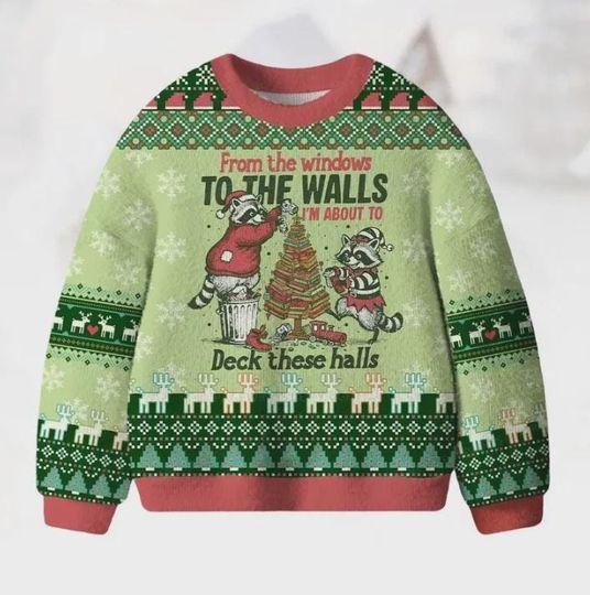 Discover Raccoon Christmas Ugly Sweater, Funny Holiday Sweater, Animal Sweater