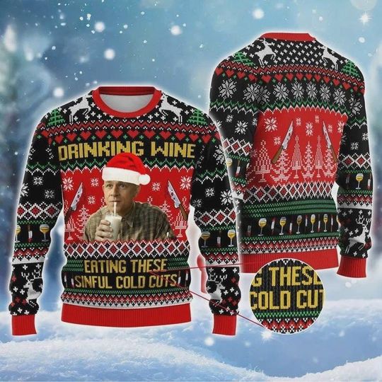 Discover Charlie Hunnam Drinking Wine Eating These Sinful Parody Ugly Xmas Sweater, Holiday Drinking