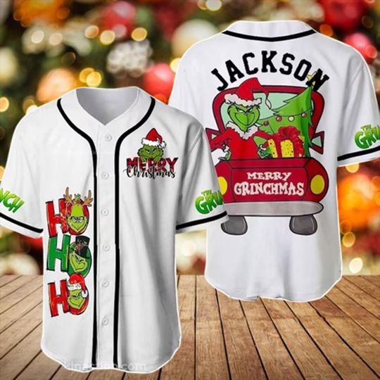 Funny Character Christmas Baseball Jersey, Merry Grin Baseball Jersey, Stole Christmas Baseball Shirt