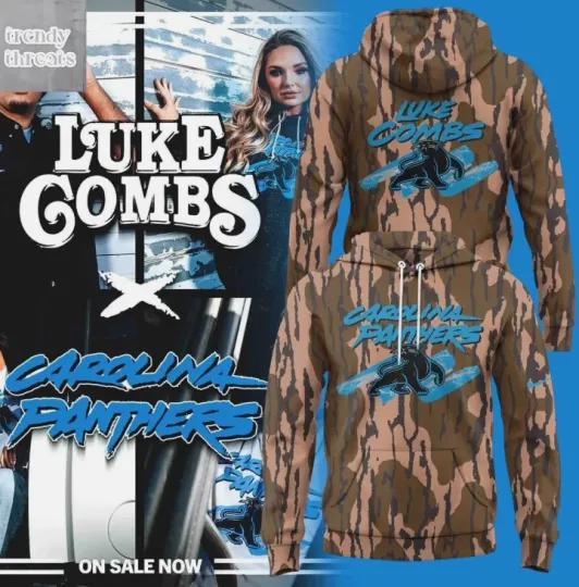 Discover Lukee Comb x Carolina city Panther Camo 2025 Hoodie 3D Gift For Chirstmas
