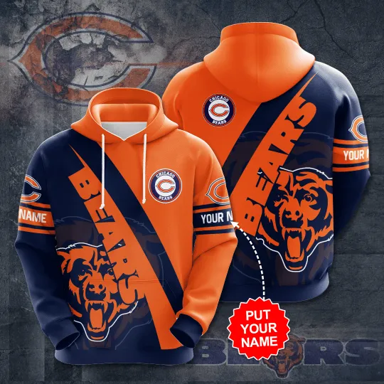 Discover Custom Name Bears Football 3D Print Hoodie Gift For Christmas