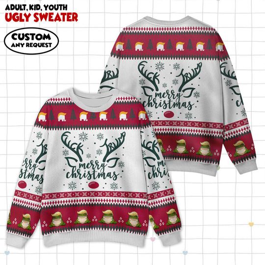 Discover Subtle Anti Trump Christmas Reindeer Ugly Sweater, Protest Maga Hidden Message Sweater, Anti Trump Sweater, Subtle Anti Trump Sweater